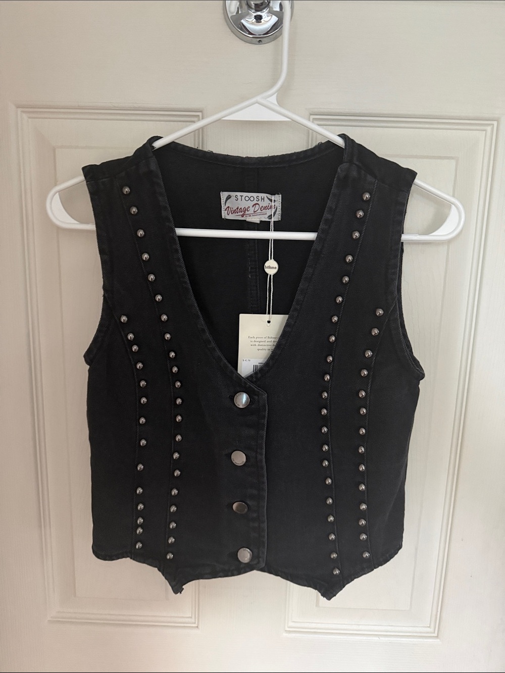 Stoosh Black Studded Crop Vest